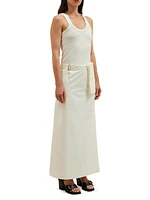 Cotton-Blend Maxi Wrap Skirt