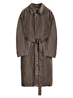 Belted Coated Cotton Raincoat