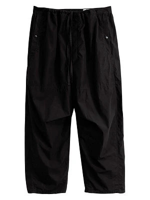 Drawstring Cotton Parachute Crop Pants