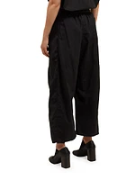 Drawstring Cotton Parachute Crop Pants