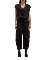 Drawstring Cotton Parachute Crop Pants