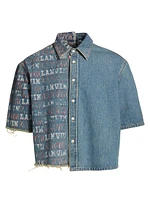 Lanvin Lab x Future Asymmetric Denim Short-Sleeve Shirt