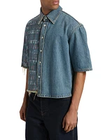 Lanvin Lab x Future Asymmetric Denim Short-Sleeve Shirt