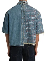 Lanvin Lab x Future Asymmetric Denim Short-Sleeve Shirt