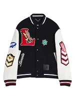 Lanvin Lab x Future Wool & Leather-Sleeve Varsity Jacket