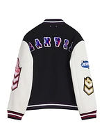 Lanvin Lab x Future Wool & Leather-Sleeve Varsity Jacket