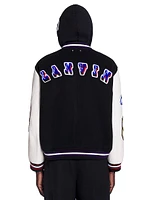 Lanvin Lab x Future Wool & Leather-Sleeve Varsity Jacket