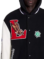 Lanvin Lab x Future Wool & Leather-Sleeve Varsity Jacket