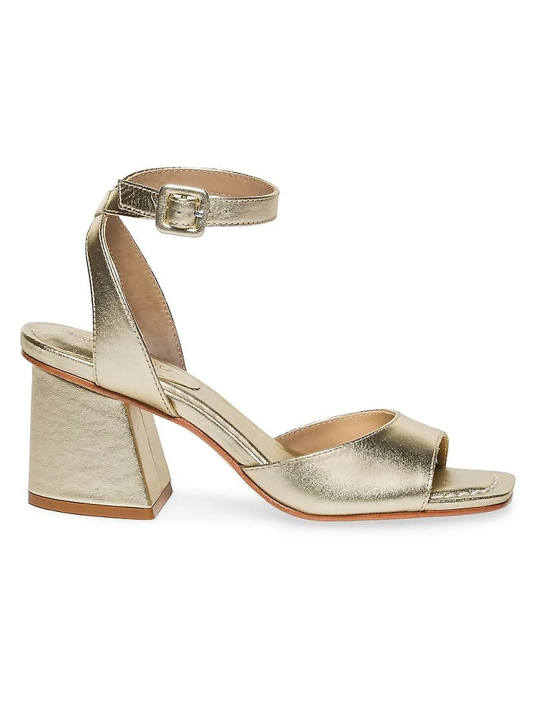 Nyack Metallic Leather Block Heel Sandals