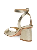 Nyack Metallic Leather Block Heel Sandals