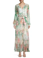 Ruksana Floral Silk Maxi Dress