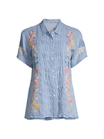 Jetra Floral Short-Sleeve Blouse