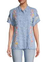 Jetra Floral Short-Sleeve Blouse