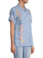 Jetra Floral Short-Sleeve Blouse