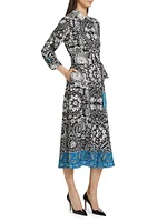 The Kataleya Abstract Silk-Blend Midi-Dress