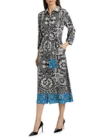 The Kataleya Abstract Silk-Blend Midi-Dress