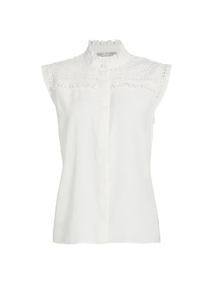 The Terrin Embroidered Silk-Blend Blouse