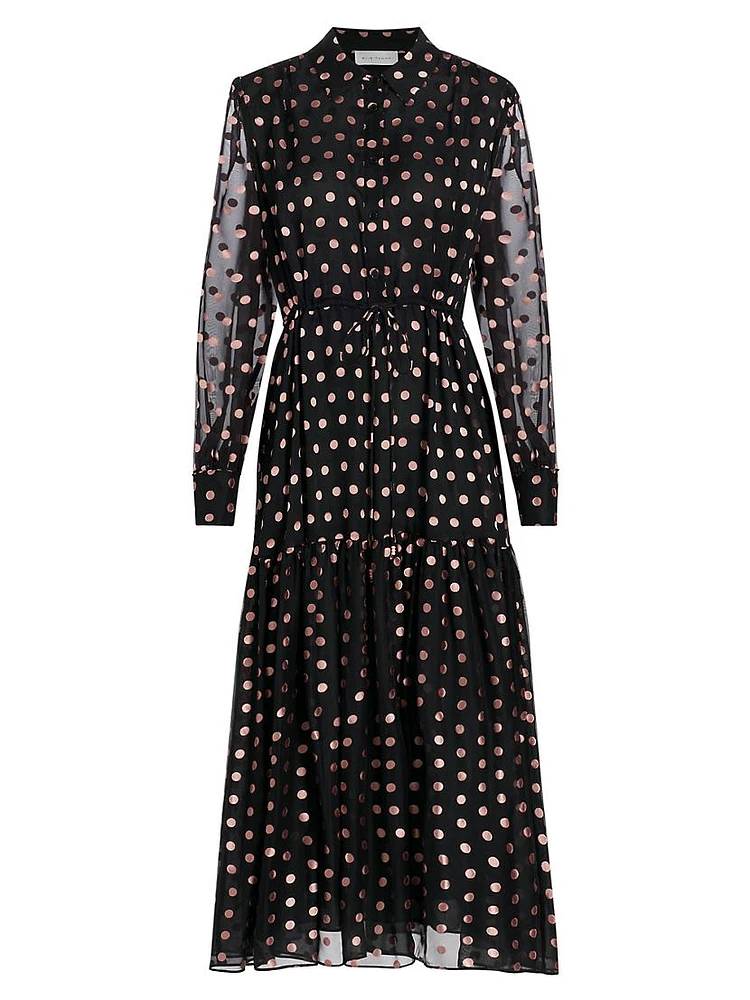 The Fenix Burnout Polka Dot Silk-Blend Shirtdress