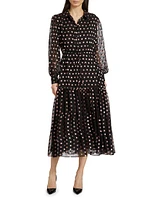 The Fenix Burnout Polka Dot Silk-Blend Shirtdress