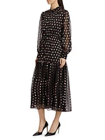 The Fenix Burnout Polka Dot Silk-Blend Shirtdress