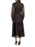 The Fenix Burnout Polka Dot Silk-Blend Shirtdress