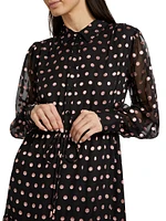 The Fenix Burnout Polka Dot Silk-Blend Shirtdress