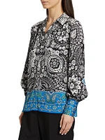 The Eilian Paisley Silk-Blend Blouse