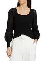 The Waverly Lace-Sleeve Sweater