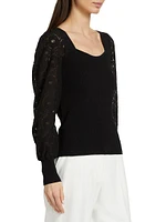 The Waverly Lace-Sleeve Sweater