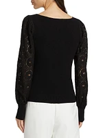 The Waverly Lace-Sleeve Sweater