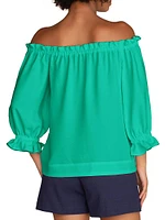 Equinox Satin Crepe Off-The-Shoulder Top