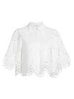 Myrtle Lace Short-Sleeve Button-Up Shirt