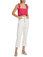 Cora Linen-Blend Crop Top