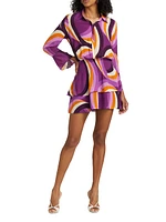 Zella Swirl Striped Ruffled Minidress