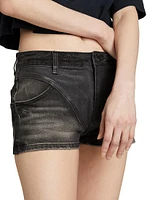 Coated Denim Bikini Shorts