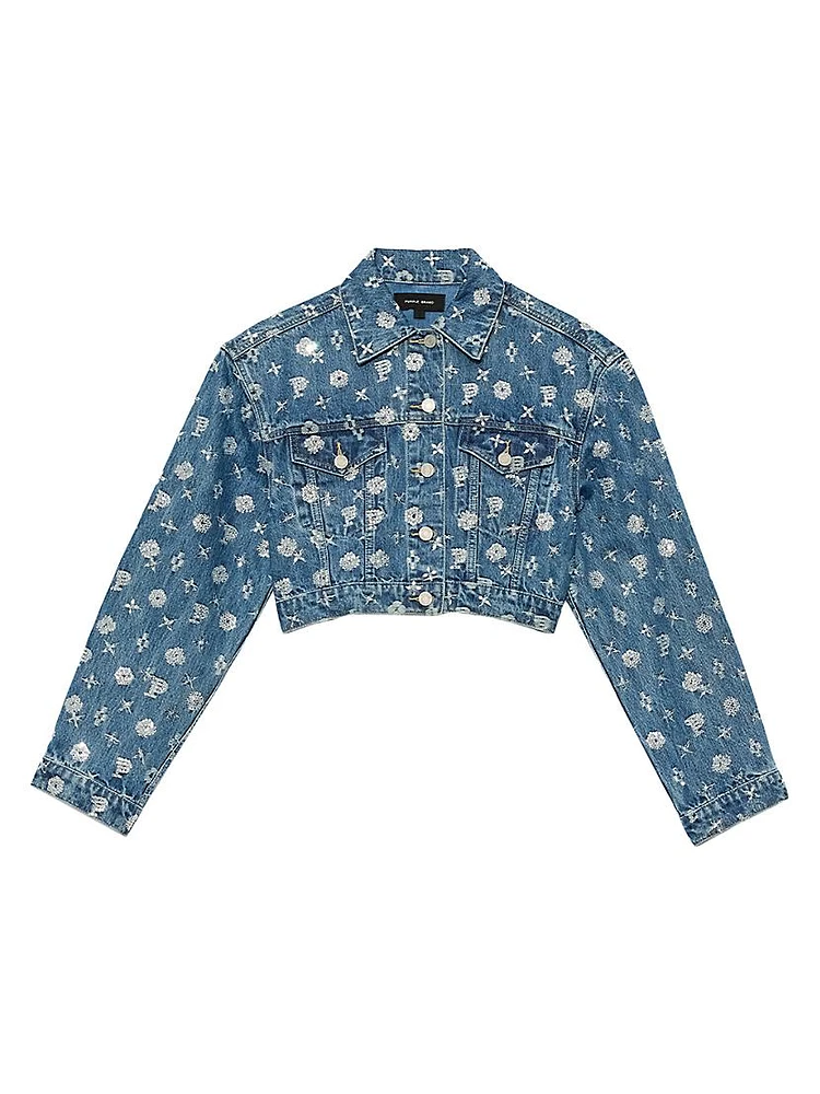 Monogram Bling Cropped Denim Jacket