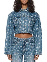 Monogram Bling Cropped Denim Jacket