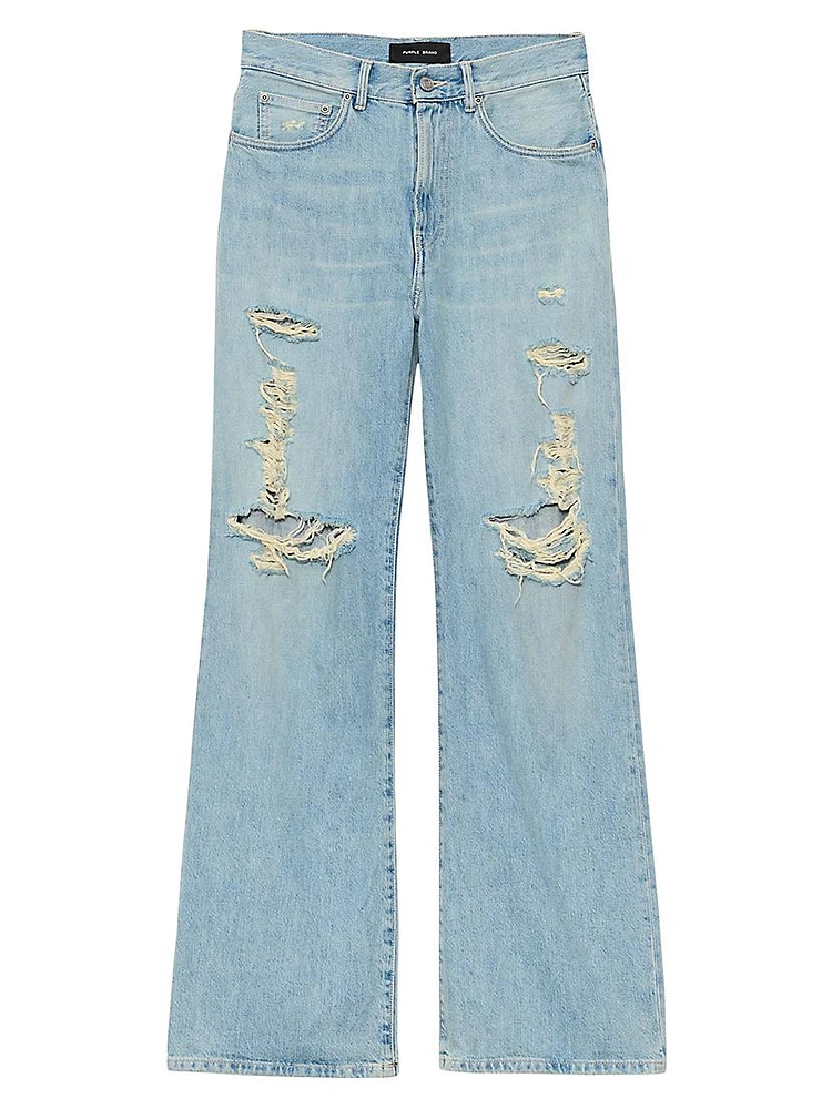 Destroyed High-Rise Wide-Leg Jeans