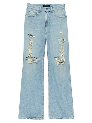 Destroyed High-Rise Wide-Leg Jeans