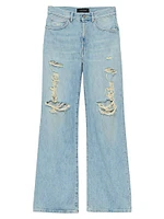 Destroyed High-Rise Wide-Leg Jeans