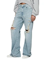 Destroyed High-Rise Wide-Leg Jeans