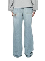 Destroyed High-Rise Wide-Leg Jeans