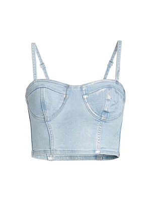 Metallic Foil Denim Corsette Crop Top