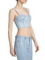 Metallic Foil Denim Corsette Crop Top