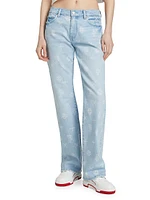 Monogrammed Mid-Rise Stretch Straight Jeans