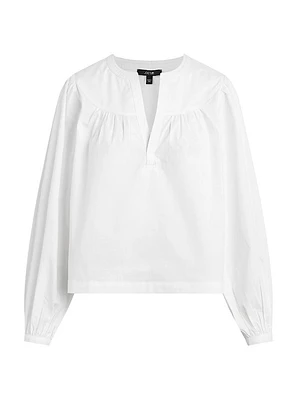 Suzie Cotton Balloon-Sleeve Blouse