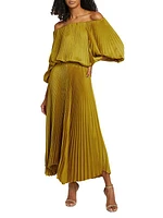 Sienna Pleated Off-The-Shoulder Handkerchief Dress