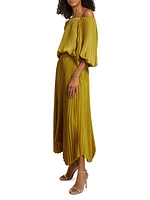 Sienna Pleated Off-The-Shoulder Handkerchief Dress