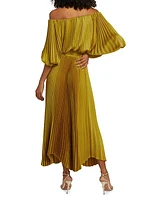 Sienna Pleated Off-The-Shoulder Handkerchief Dress