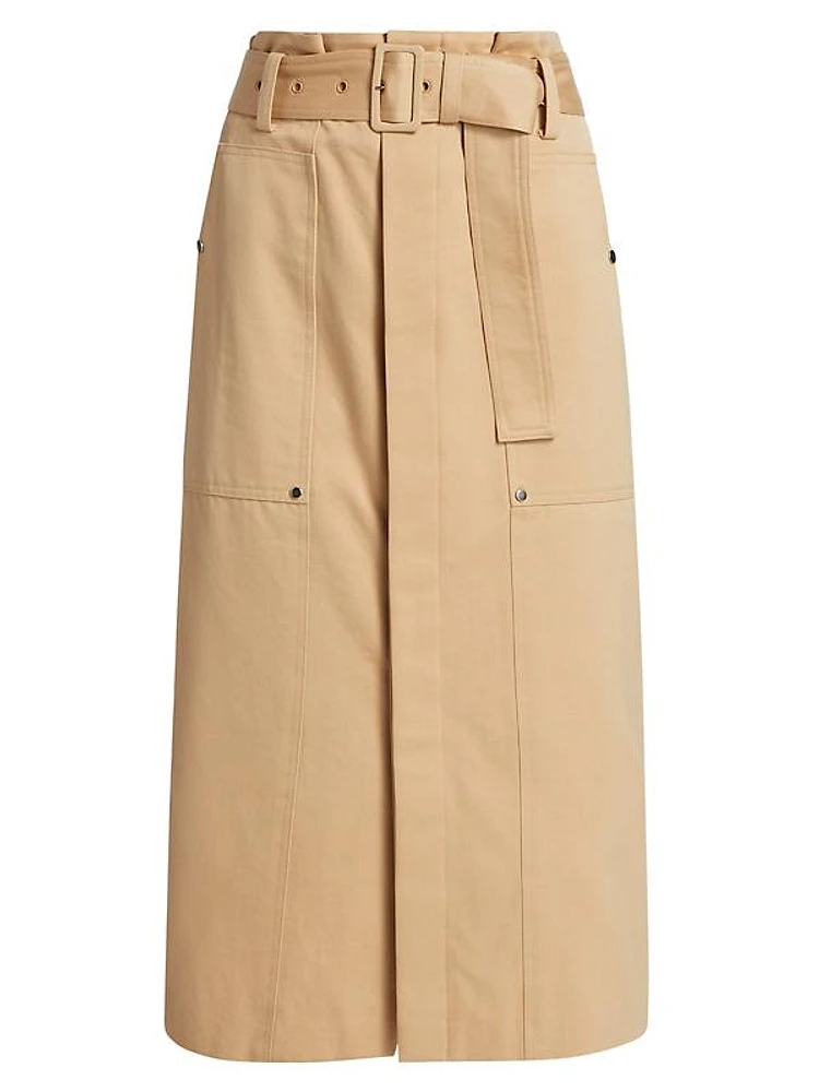 Maia Belted Cotton Utility Skirt